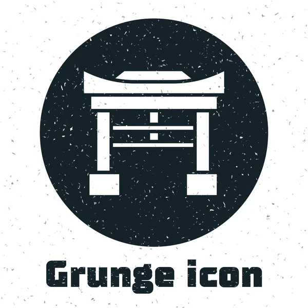 Значок Grunge Japan Gate Выделен Белом Фоне Знак Тори Гейт — стоковый вектор