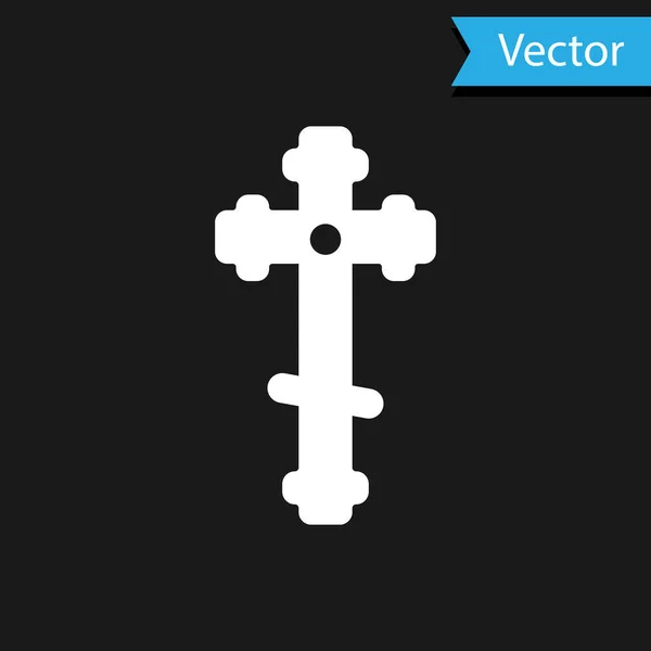 Icono Cruz Cristiana Blanca Aislado Sobre Fondo Negro Cruz Iglesia — Vector de stock