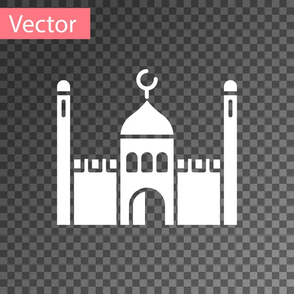 Ícone Mesquita Muçulmana Branca Isolado Fundo Transparente Ilustração Vetorial — Vetor de Stock