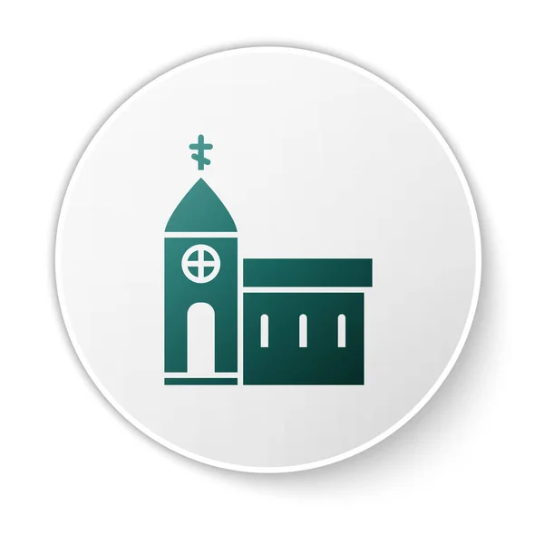 Green Church Building Icon Isolated White Background Christian Church Religion — Stock Vector