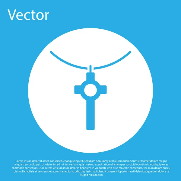 Blue Christian Cruz Cadeia Ícone Isolado Fundo Azul Cruzamento Botão — Vetor de Stock