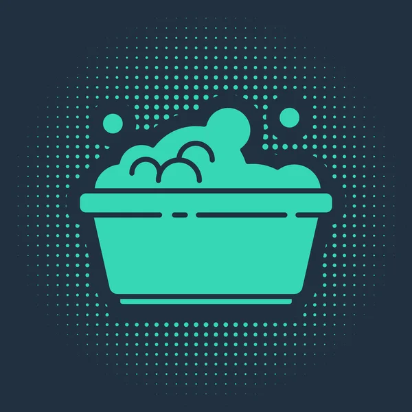 Lavabo Plástico Verde Con Jabón Suds Icono Aislado Sobre Fondo — Vector de stock