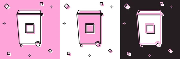 Set Trash Can Icon Isolated Pink White Black Background Garbage — Stock Vector