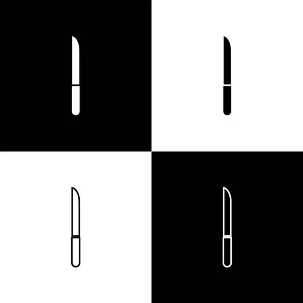 Nastavit Ikonu Nože Izolovanou Černobílém Pozadí Symbol Příboru Vektorová Ilustrace — Stockový vektor