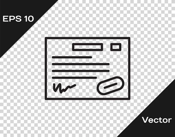 Linha Preta Ícone Modelo Certificado Garantia Isolado Fundo Transparente Ilustração — Vetor de Stock