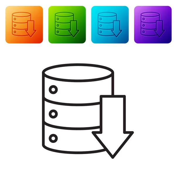 Servidor Línea Negra Datos Icono Alojamiento Web Aislado Sobre Fondo — Vector de stock