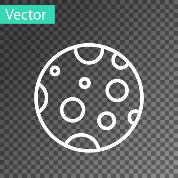 Línea Blanca Icono Lunar Aislado Sobre Fondo Transparente Ilustración Vectorial — Vector de stock