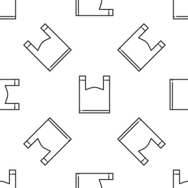 Grey line Plastic bag icon isolated seamless pattern on white background. Disposable cellophane and polythene package prohibition sign.  Vector Illustration.