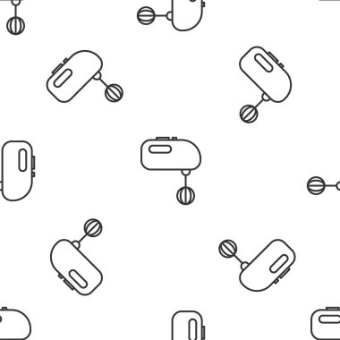 Gri çizgi elektirik karıştırıcı simgesi beyaz arka planda kusursuz desen izole etti. Mutfak blenderi. Vektör İllüstrasyonu.