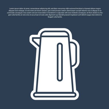 Mavi çizgili Kettle mavi arka planda ikon izole edilmiş. Çaydanlık ikonu. Vektör İllüstrasyonu.