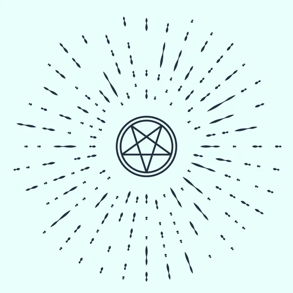 Zwarte Lijn Pentagram Een Cirkel Pictogram Geïsoleerd Grijze Achtergrond Magisch — Stockvector