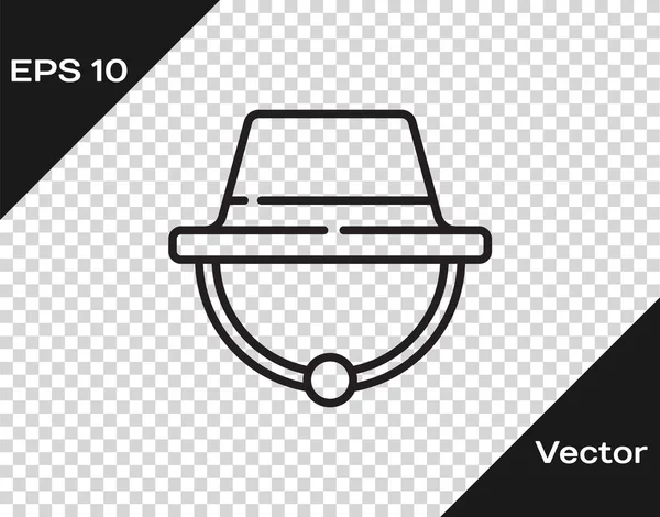 Black Line Camping Hat Icon Isolated Transparent Background Beach Hat — Stock Vector