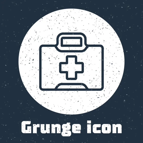 Línea Grunge Icono Del Kit Primeros Auxilios Aislado Sobre Fondo — Vector de stock