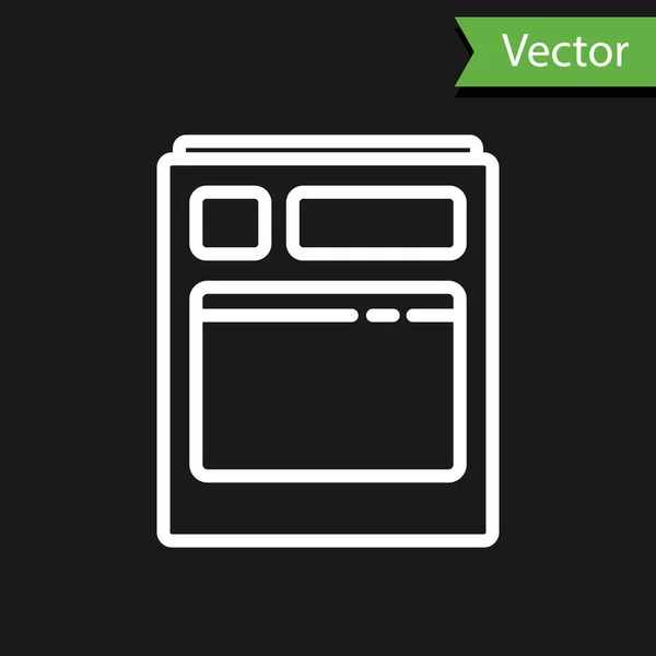 White Line Kitchen Dishwasher Machine Icon Isolated Black Background Vector — Stock Vector