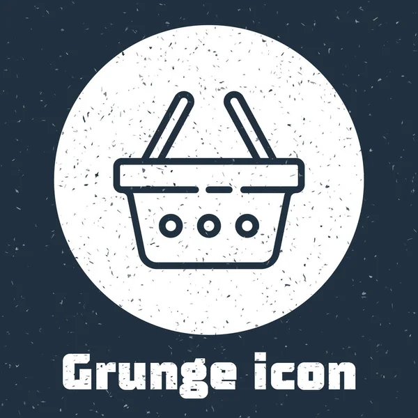 Grunge Line Ícone Cesta Compras Isolado Fundo Cinza Conceito Compra — Vetor de Stock