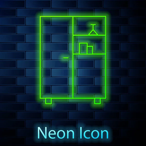 Zářící Neonová Čára Ikona Lékárničky Izolované Pozadí Cihlové Stěny Vektorová — Stockový vektor
