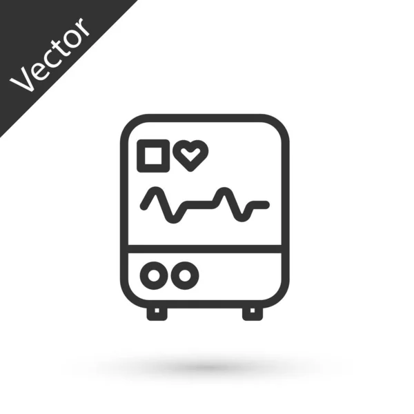 Linha Cinza Monitor Computador Com Ícone Cardiograma Isolado Fundo Branco — Vetor de Stock