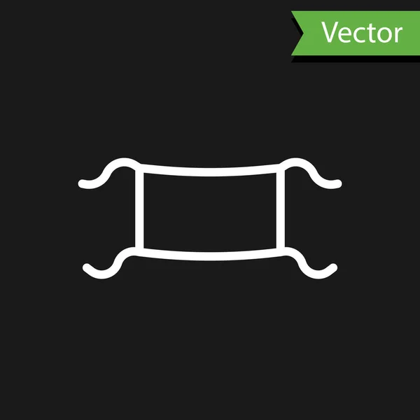 Weiße Linie Symbol Der Medizinischen Schutzmaske Isoliert Auf Schwarzem Hintergrund — Stockvektor