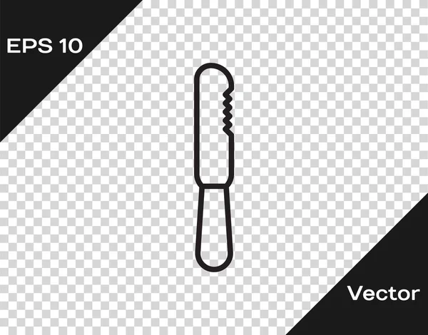 Schwarze Linie Einweg Kunststoffmesser Symbol Isoliert Auf Transparentem Hintergrund Vektorillustration — Stockvektor