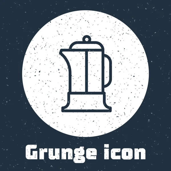 Grunge Line Französisches Presse Symbol Isoliert Auf Grauem Hintergrund Monochrome — Stockvektor