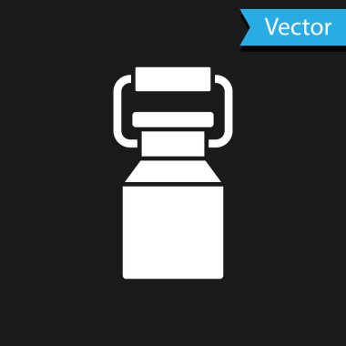 Siyah arka planda izole edilmiş süt ikonu için beyaz kutu. Vektör.