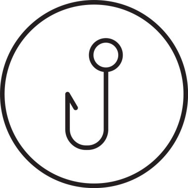 Siyah çizgili olta kancası simgesi beyaz arkaplanda izole edildi. Balık oltası. Vektör.