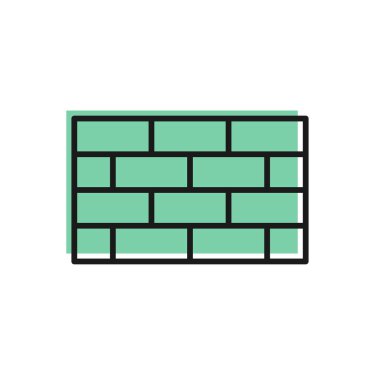 Siyah çizgi güvenlik duvarı, beyaz arka planda izole edilmiş bir güvenlik duvarı simgesi. Vektör.