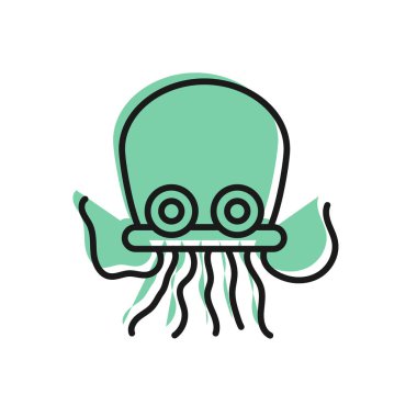 Siyah çizgi Ahtapot simgesi beyaz arkaplanda izole edildi. Vektör..