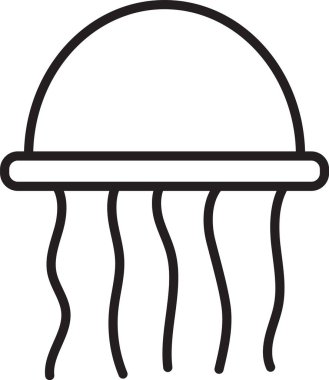 Siyah çizgi denizanası simgesi beyaz arka planda izole edilmiş. Vektör..