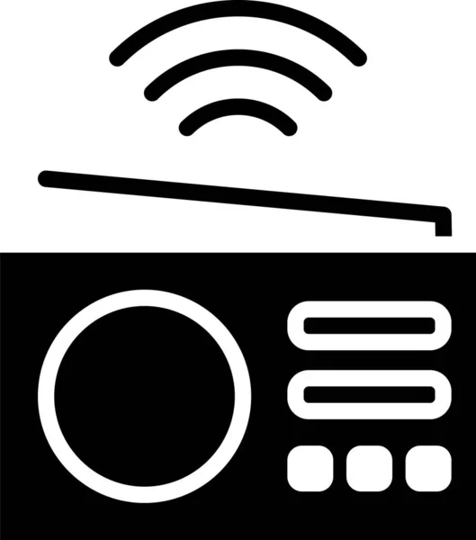 Ícone Sistema Rádio Black Smart Isolado Fundo Branco Internet Das — Vetor de Stock