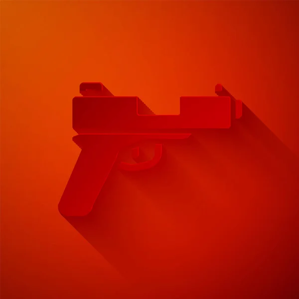 Pistola Corte Papel Pistola Icono Aislado Sobre Fondo Rojo Pistola — Archivo Imágenes Vectoriales