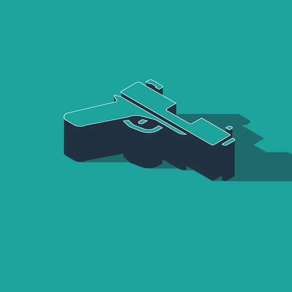 Icono Isométrico Pistola Pistola Aislado Sobre Fondo Verde Pistola Policial — Vector de stock