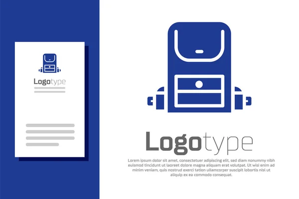 Blue Hiking Rugzak Pictogram Geïsoleerd Witte Achtergrond Kamperen Bergen Verkennen — Stockvector