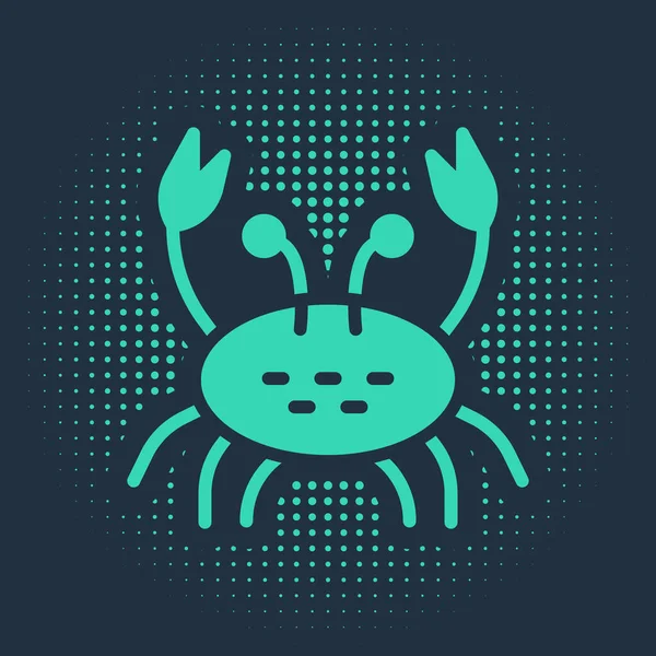 Grüne Krabbe Symbol Isoliert Auf Blauem Hintergrund Abstrakte Kreis Zufällige — Stockvektor