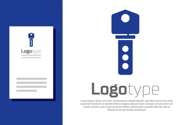 Blue House Key Icoon Geïsoleerd Witte Achtergrond Logo Ontwerp Template — Stockvector