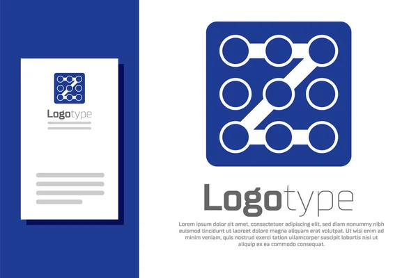 青グラフィックパスワード保護と白の背景に隔離された安全アクセスアイコン セキュリティ 安全性 プライバシーの概念 ロゴデザインテンプレート要素 ベクトル — ストックベクタ