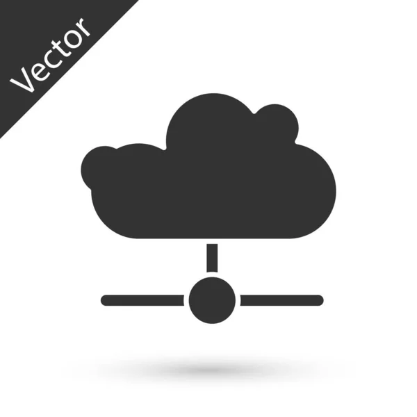 Icono Conexión Nube Grey Network Aislado Sobre Fondo Blanco Tecnología — Vector de stock