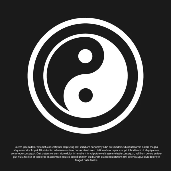 Czarny Yin Yang Symbol Harmonii Równowagi Ikony Izolowane Czarnym Tle — Wektor stockowy