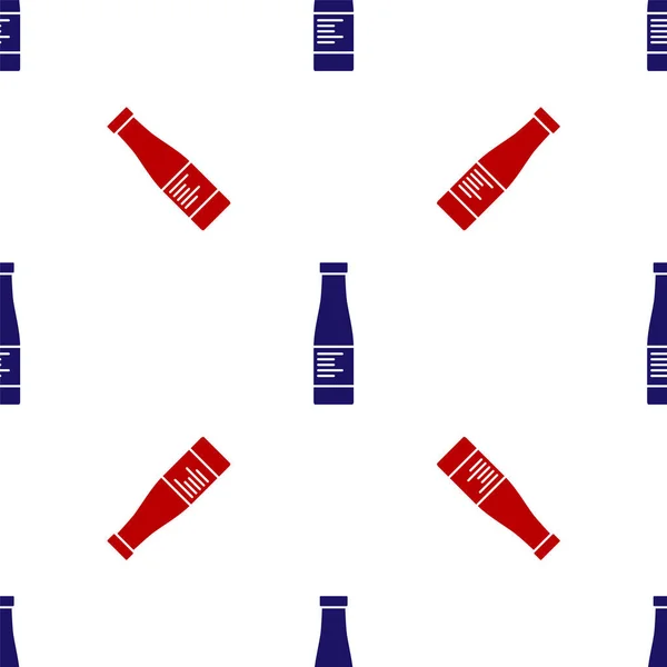 Niebieski Czerwony Sos Butelka Ikona Odizolowany Bezszwowy Wzór Białym Tle — Wektor stockowy