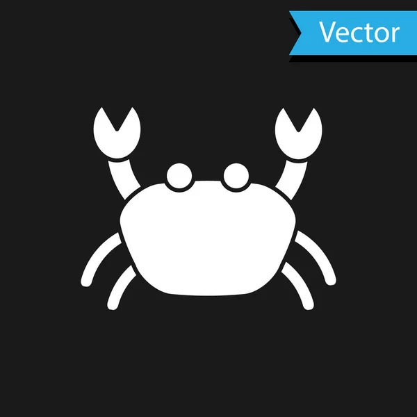 Icône Crabe Blanc Isolé Sur Fond Noir Vecteur — Image vectorielle