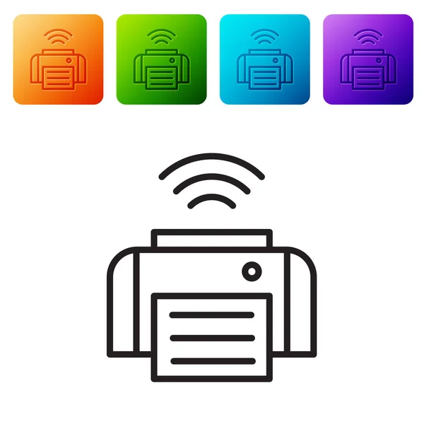 Linea Nera Icona Del Sistema Stampa Intelligente Isolata Sfondo Bianco — Vettoriale Stock