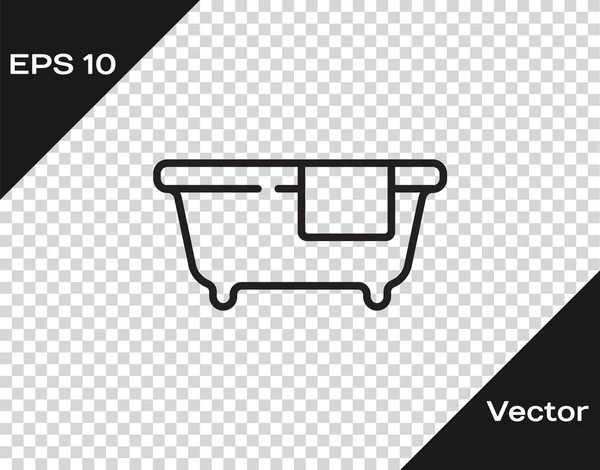 Línea Negra Icono Bañera Aislado Sobre Fondo Transparente Vector — Vector de stock