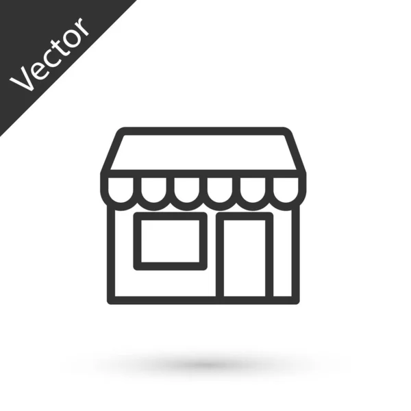 Graue Linie Einkaufsgebäude Oder Marktladen Symbol Isoliert Auf Weißem Hintergrund — Stockvektor