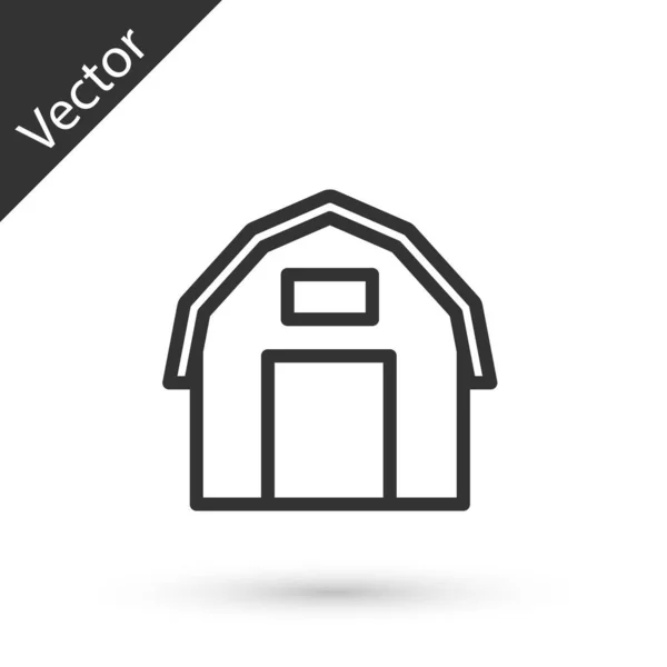 Grey Line Farm House Icon Isolated White Background Vector — Stock Vector