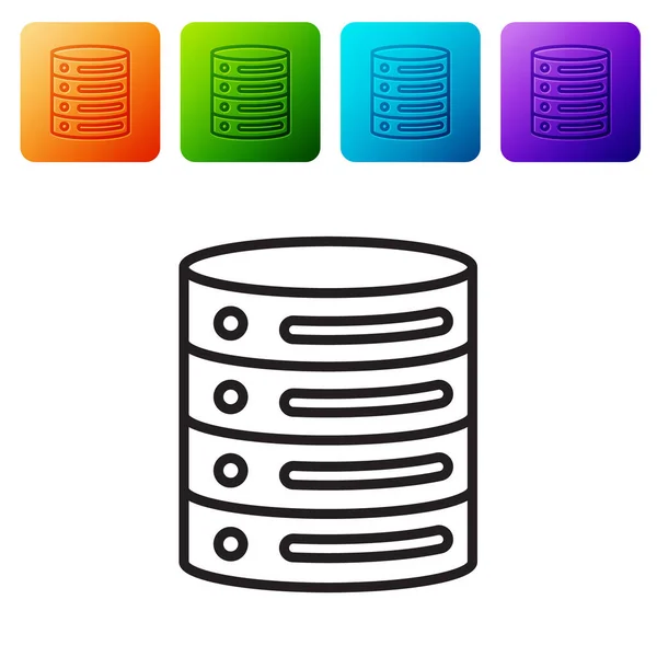 Black Line Server Data Web Hosting Icon Isolert Hvit Bakgrunn – stockvektor