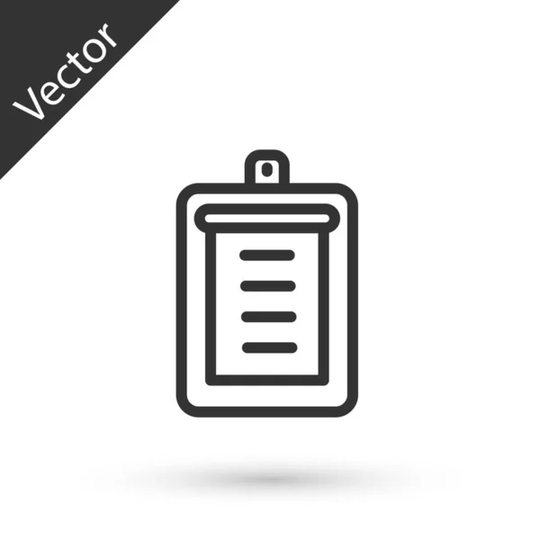 Portapapeles Línea Gris Con Icono Lista Verificación Aislado Sobre Fondo — Vector de stock