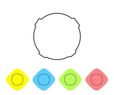 Gri çizgi Ay simgesi beyaz arkaplanda izole edildi. Renkli eşkenar dörtgen düğmelerine simgeleri yerleştir. Vektör İllüstrasyonu.