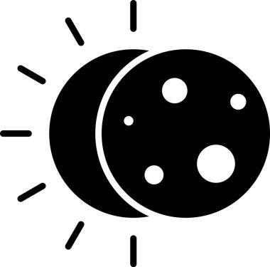 Güneş tutulması simgesi beyaz arkaplanda izole edilmiş. Tam sonar tutulması. Vektör İllüstrasyonu.