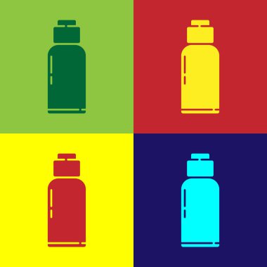 Pop Art Canteen su şişesi simgesi renk arkaplanında izole edilmiş. Turist matarası ikonu. Kampanyada bir kavanoz su kullanıldı. Vektör İllüstrasyonu.