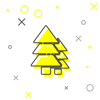 Gri çizgi ağaç simgesi beyaz arkaplanda izole edildi. Orman sembolü. Vektör İllüstrasyonu.